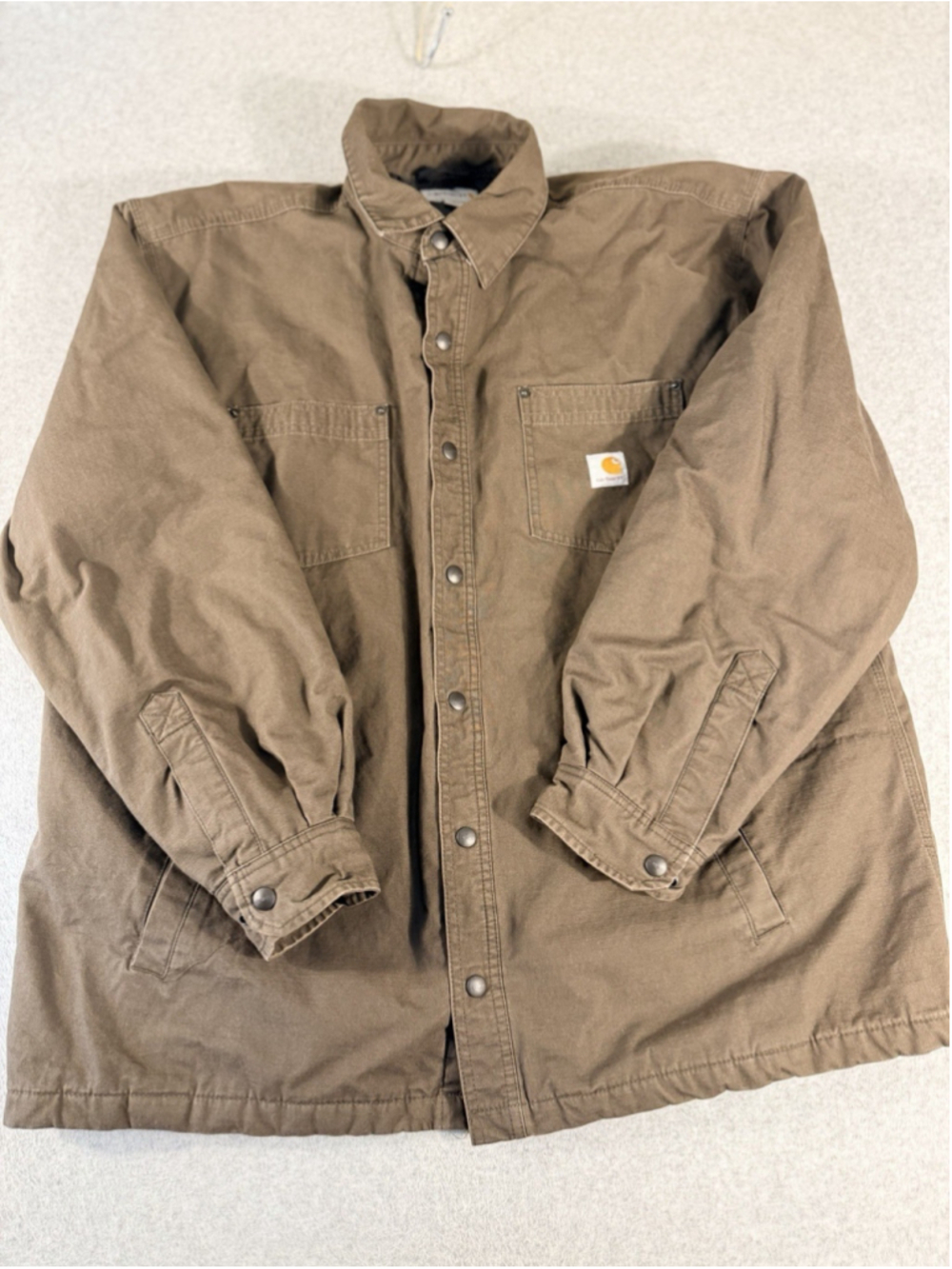 Carhartt 101466 Men’s XL Regular Brown Rugged‎ Flex Quilt Lined Shirt Jac Coat